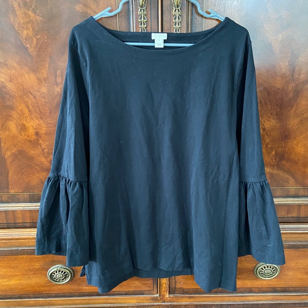J. Crew black boatneck long sleeve top size XL